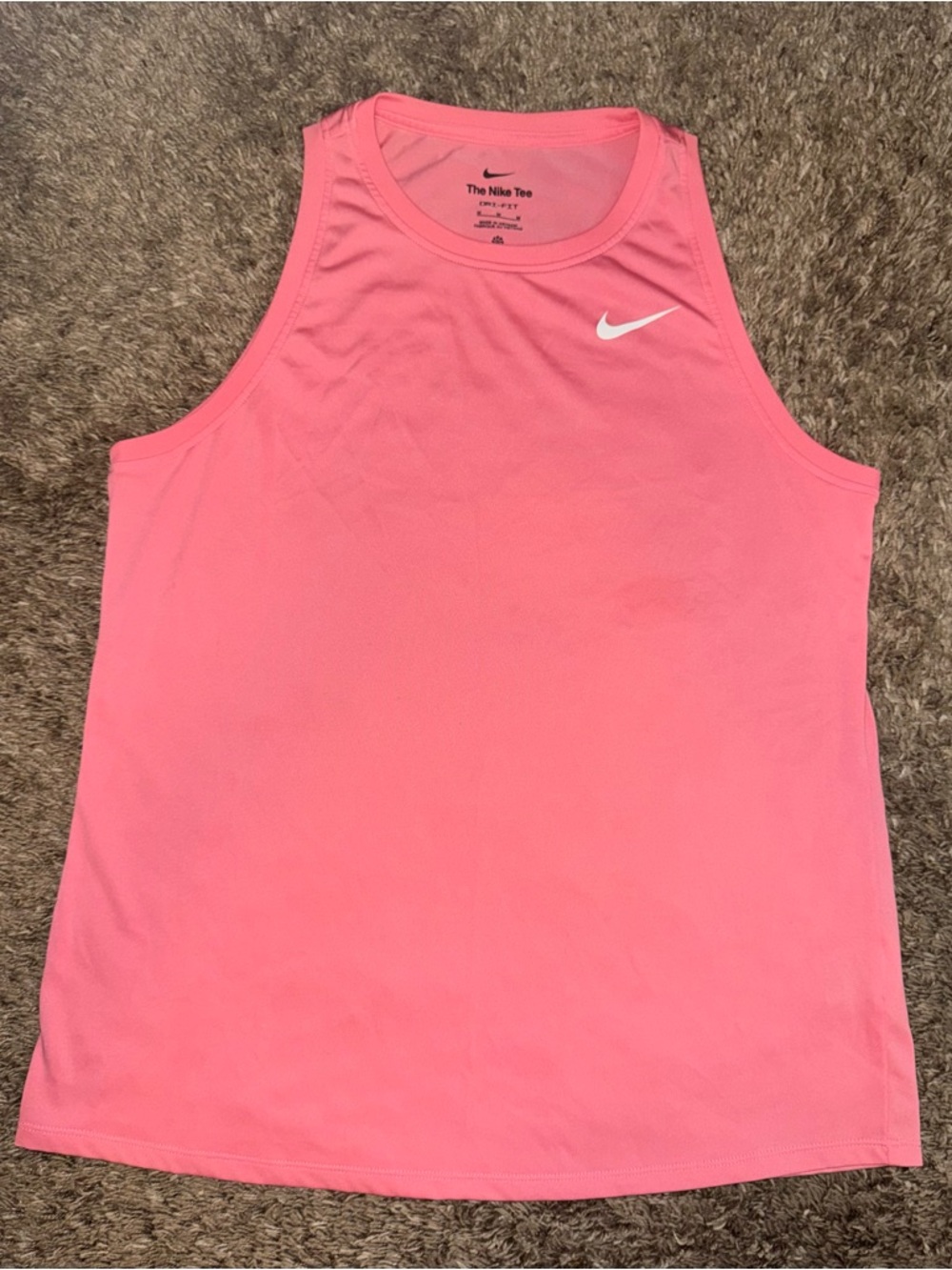 The Nike Tee Dri-Fit Coral Pink Athletic Tank, Size M